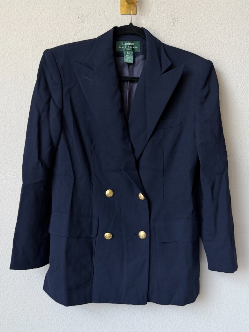 Lauren Ralph Lauren Old Money Navy Wool Double Breasted Blazer Size 8P - Picture 2 of 7